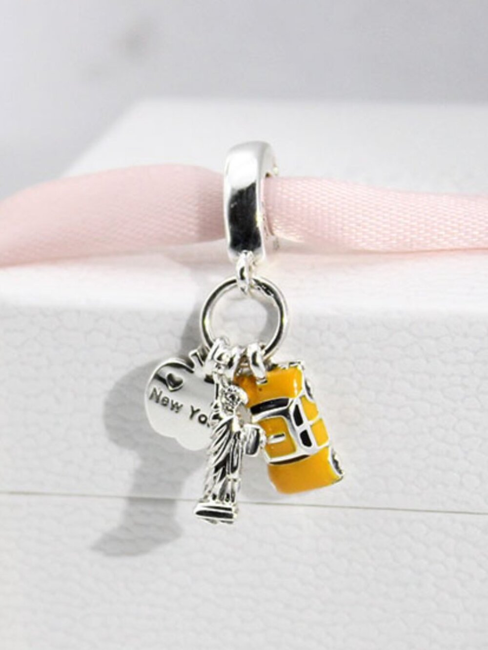 Symbols of New York City Dangle Charm Pendant with box